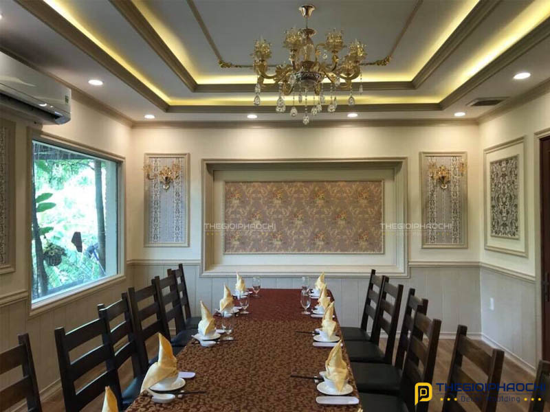 Thi Công Phào Chỉ Nhựa Hàn Quốc Nhà Hàng Lam Viên Biên Hòa
