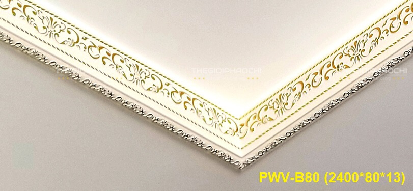 Phào Chỉ Lưng Tường Nhựa Dát Vàng PWV-B80