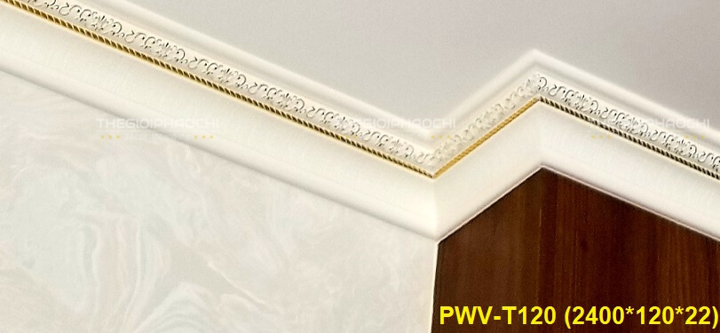 Phào Chỉ Trần Nhựa Dát Vàng PWV-T120